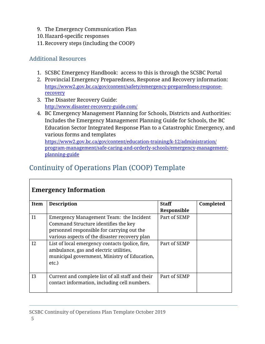 SCSBC DRP Template Oct 2019 Draft 2